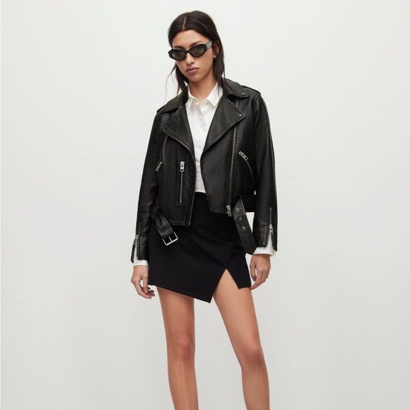 All Saints Balfern Black Leather Jacket size 00 - Picture 4 of 12